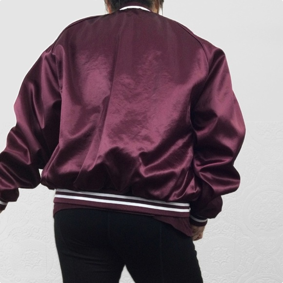 Vintage Taylor burgundy oversized satin bomber varsity jacket xxl unisex - Picture 10 of 11